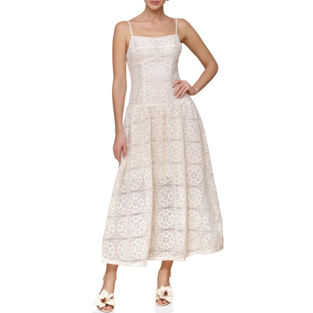 NWT Anthropologie Avec Les Filles Cream Lace Midi Dress